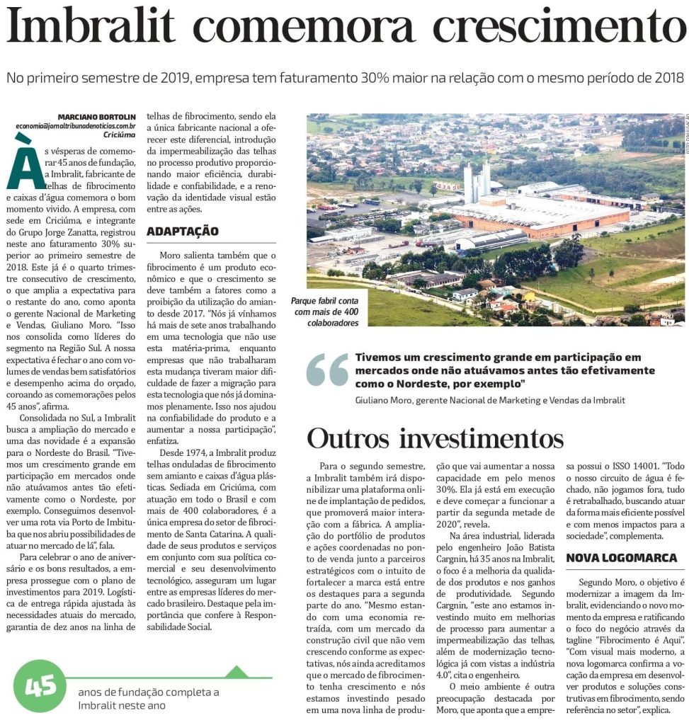 Imbralit Comemora Crescimento